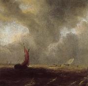 Jacob van Ruisdael Sailing Vessels in a Choppy sea oil on canvas